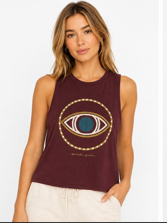 Spiritual Gangster Tops - Spiritual Gangster Burgundy Eye Graphic Muscle Tank
